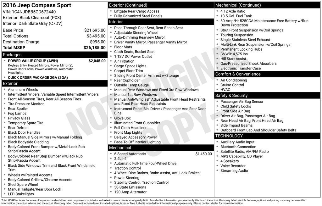 2016 Jeep Compass Sport