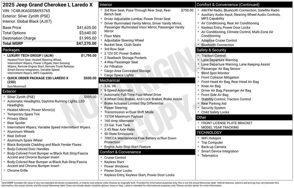 2025 Jeep Grand Cherokee L Laredo X 4x4