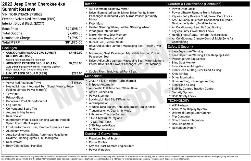 2022 Jeep Grand Cherokee Summit Reserve 4xe