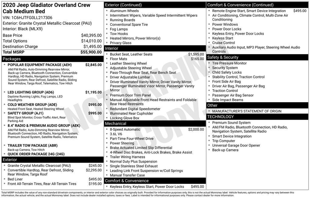 2020 Jeep Gladiator Overland