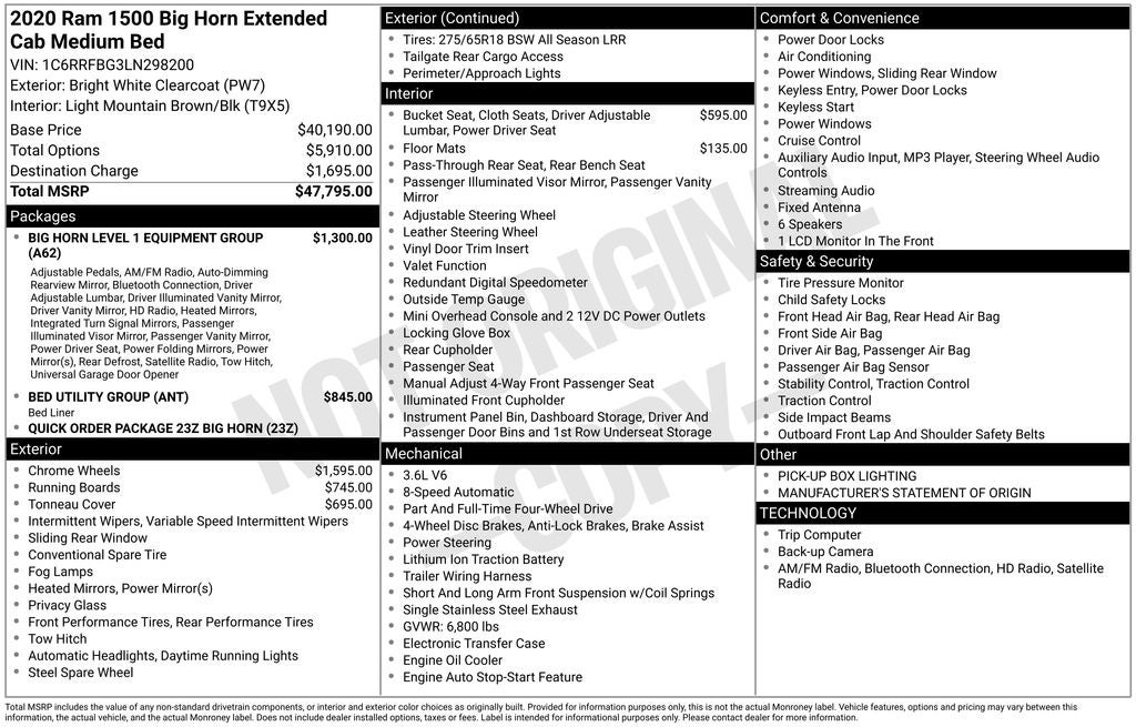 2020 RAM 1500 Big Horn/Lone Star