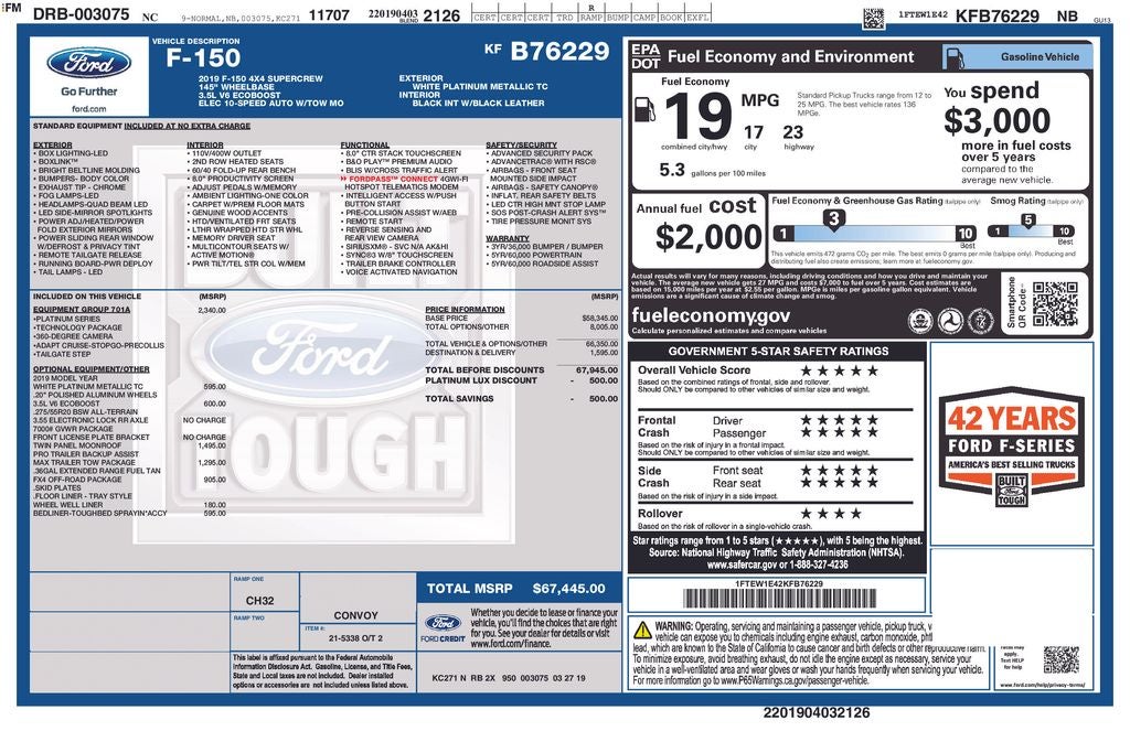 2019 Ford F-150 Platinum