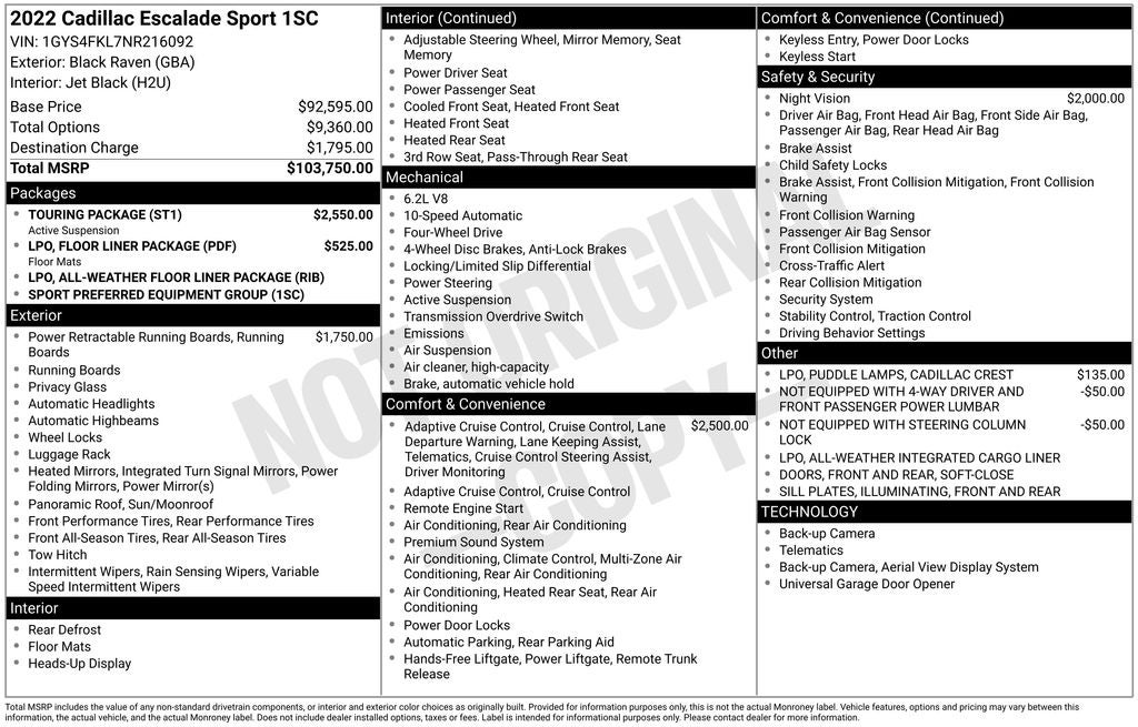 2022 Cadillac Escalade Sport