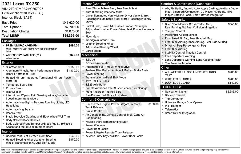 2021 Lexus RX 350 350