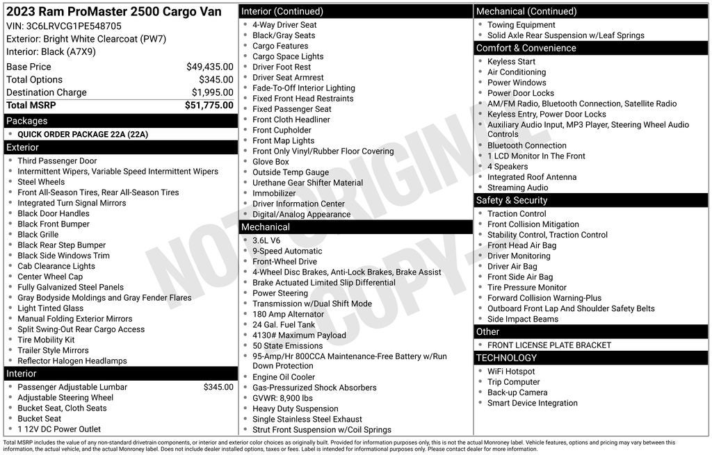2023 RAM ProMaster Cargo Van High Roof