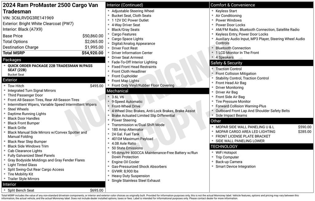 2024 RAM ProMaster 2500 High Roof 159 WB
