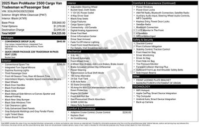 2025 RAM ProMaster Cargo Van High Roof 159 WB