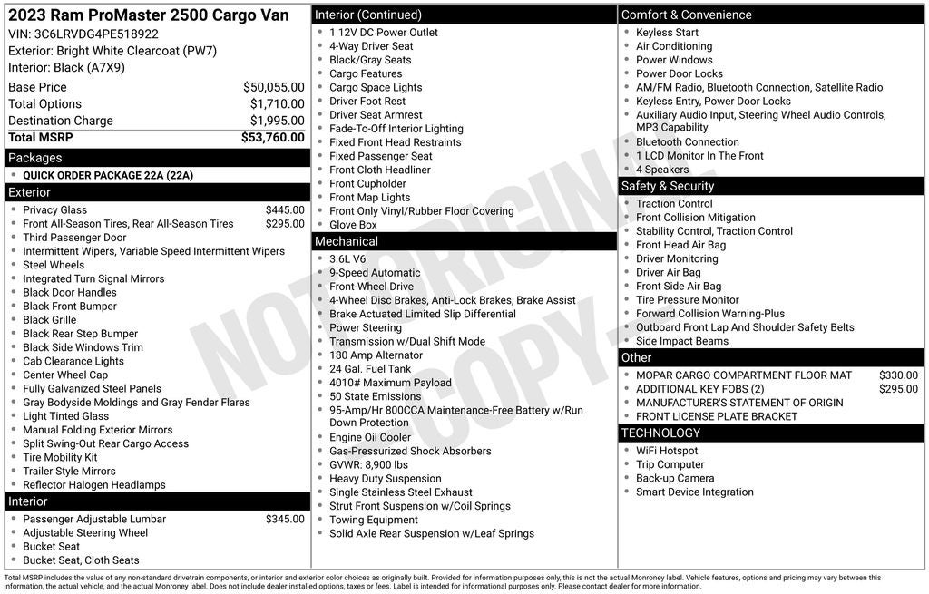 2023 RAM ProMaster 2500 High Roof 159 WB