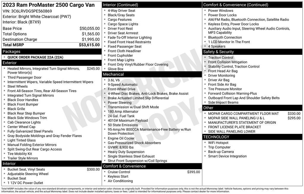 2023 RAM ProMaster 2500 High Roof 159 WB