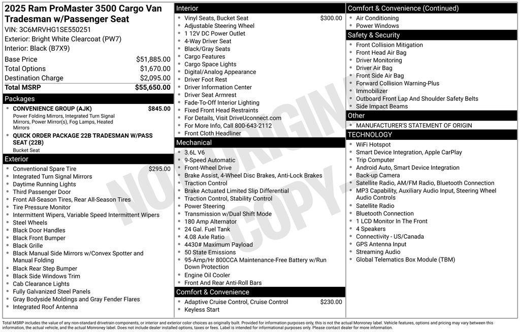 2025 RAM ProMaster 3500 Tradesman