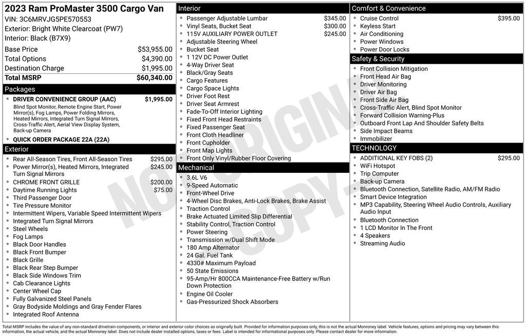 2023 RAM ProMaster 3500 High Roof 159 WB