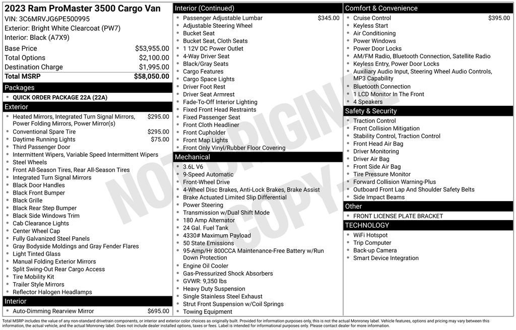 2023 RAM ProMaster Cargo Van High Roof 159 WB