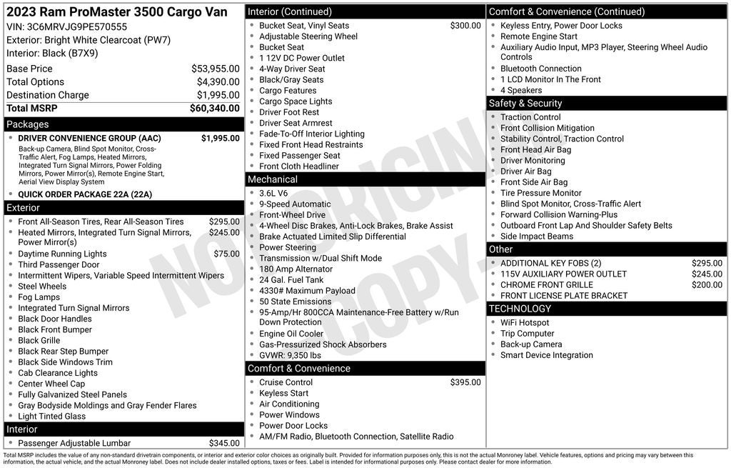 2023 RAM ProMaster 3500 High Roof 159 WB