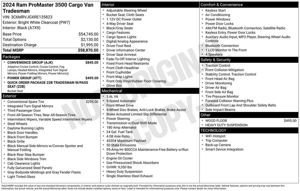 2024 RAM ProMaster Cargo Van High Roof 159 WB