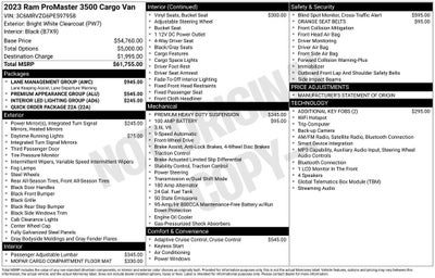 2023 RAM ProMaster Cargo Van 3500 Super High Roof Ext 159" WB