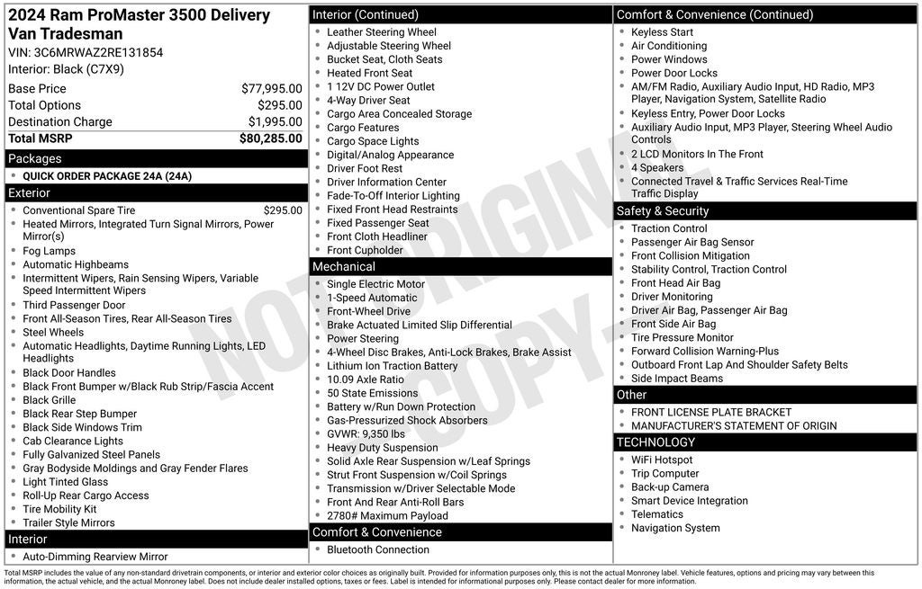 2024 RAM ProMaster Delivery Van BEV Super High Roof 159 WB