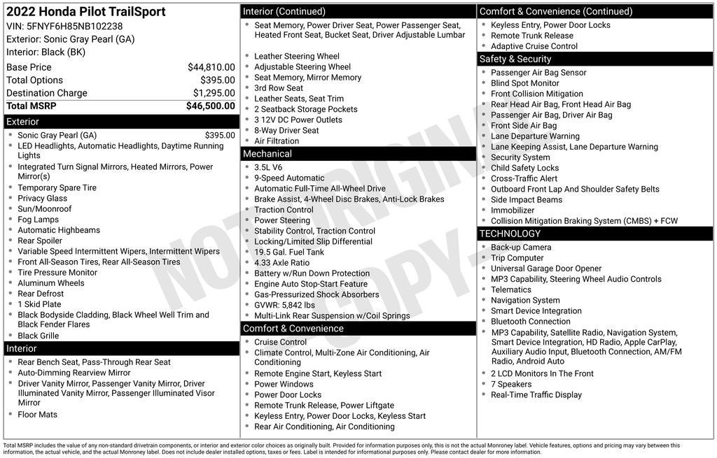 2022 Honda Pilot AWD TrailSport