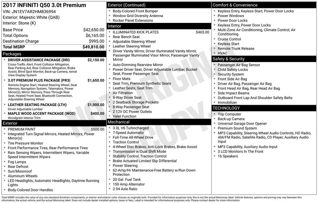 2017 INFINITI Q50 3.0t Premium