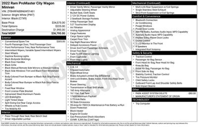 2022 RAM ProMaster City Cargo Van Base
