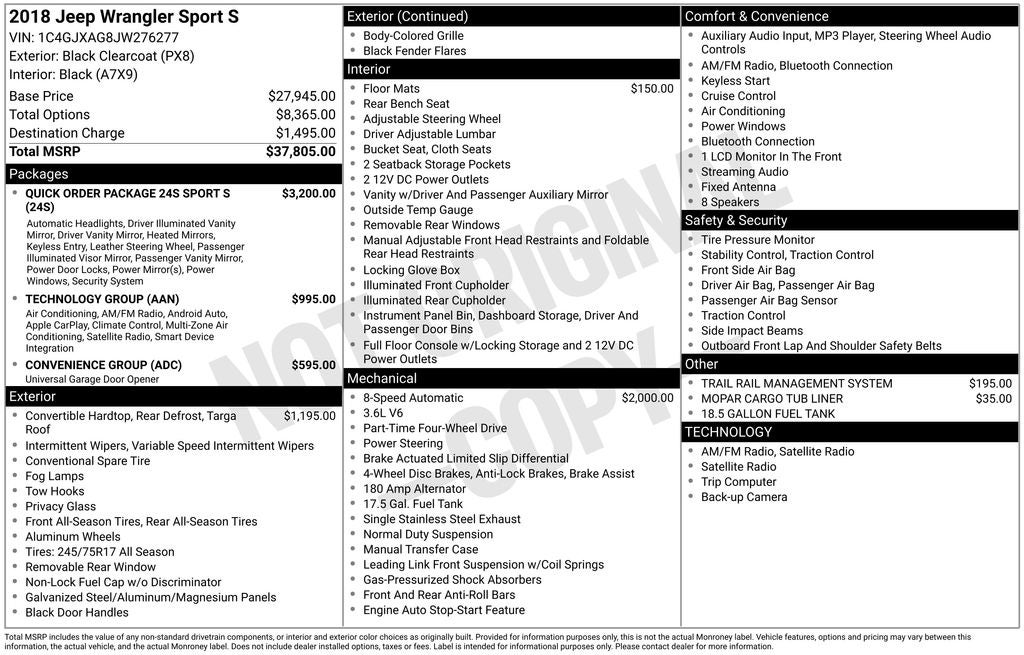 2018 Jeep Wrangler Sport S