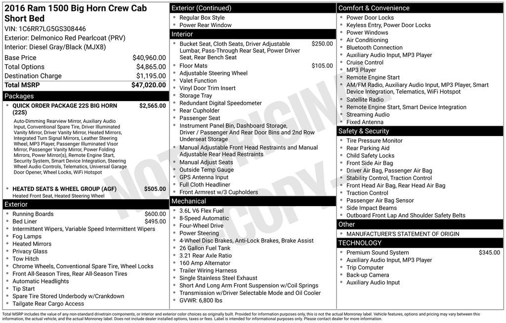 2016 RAM 1500 Big Horn