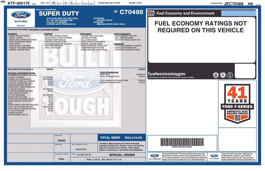 2018 Ford F-350SD XL 145 WB