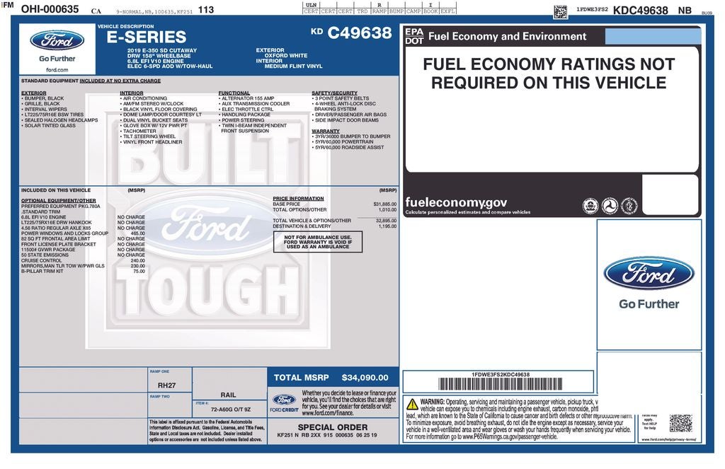 2019 Ford E-350SD Base Cutaway