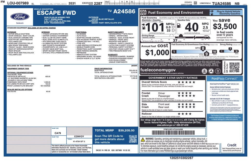 2026 Ford Escape Plug-In Hybrid Base