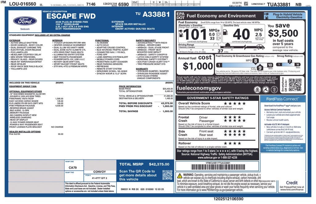 2026 Ford Escape Plug-In Hybrid Base