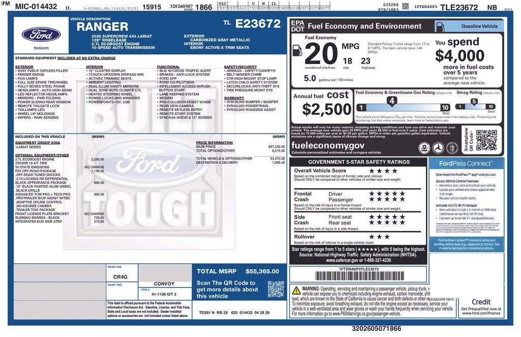 2026 Ford Ranger Lariat