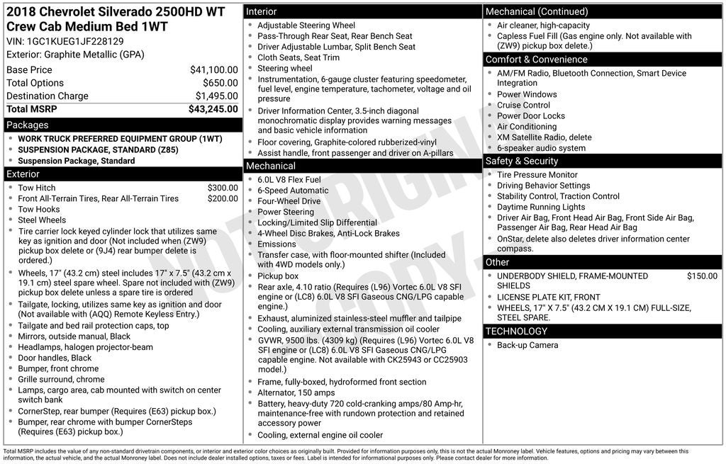 2018 Chevrolet Silverado 2500HD Work Truck