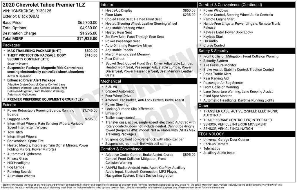 2020 Chevrolet Tahoe Premier
