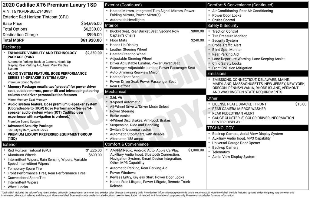 2020 Cadillac XT6 Premium Luxury