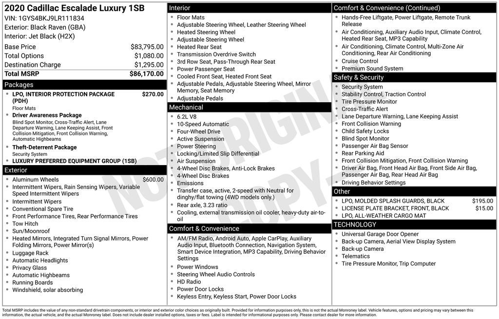 2020 Cadillac Escalade Luxury