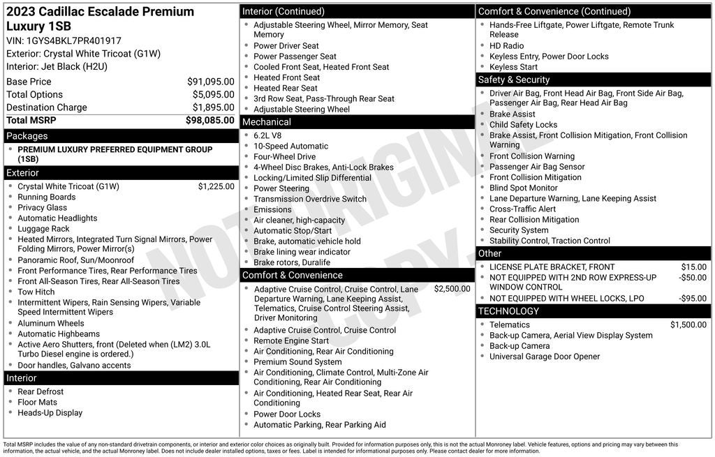2023 Cadillac Escalade Premium Luxury