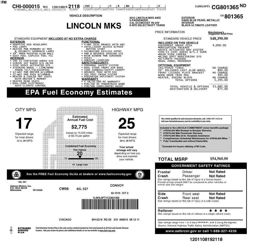 2012 Lincoln MKS EcoBoost