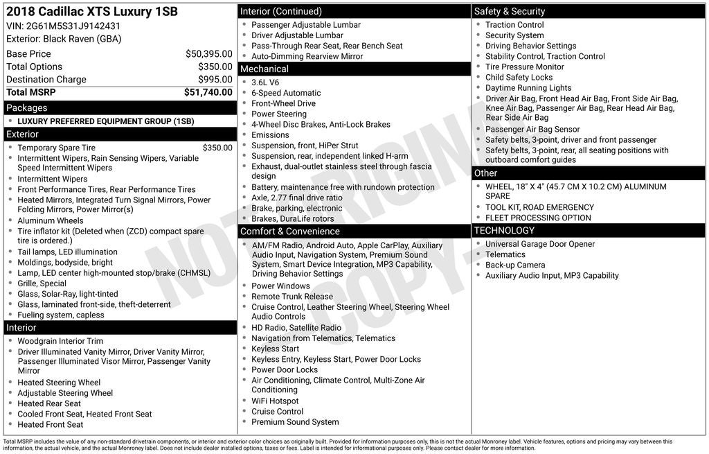 2018 Cadillac XTS Luxury