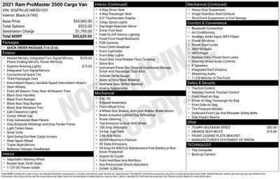 2021 RAM ProMaster 3500 High Roof 159 WB