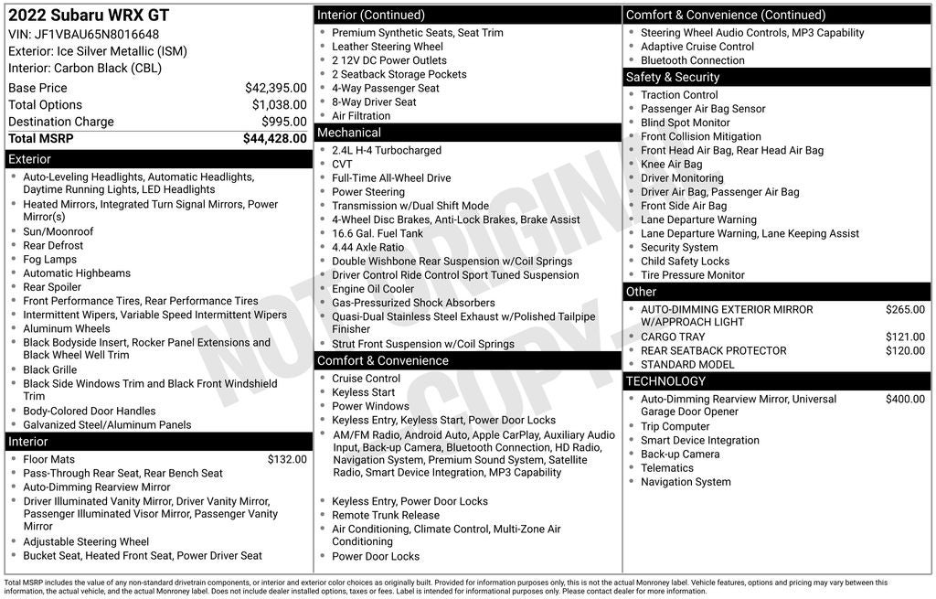 2022 Subaru WRX GT