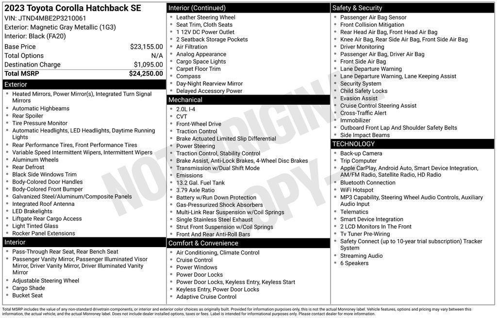 2023 Toyota Corolla Hatchback SE