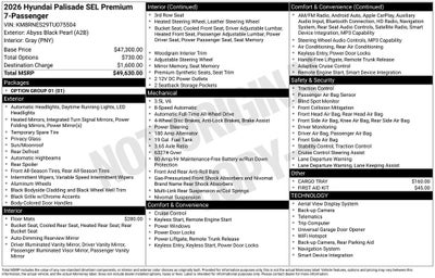 2026 Hyundai Palisade SEL Premium 7 Passenger