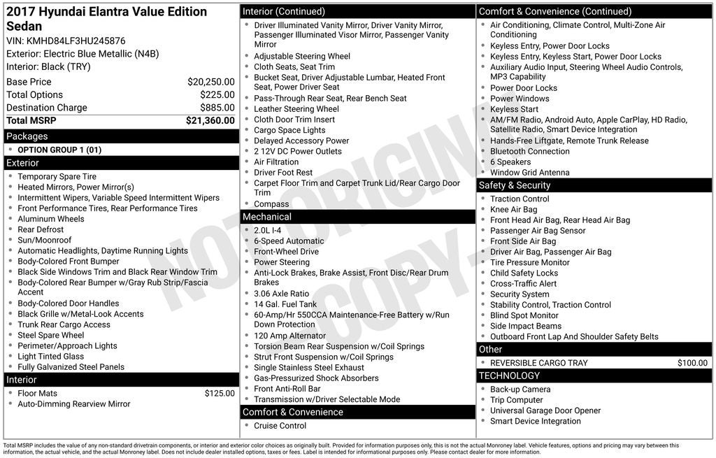 2017 Hyundai Elantra Value Edition