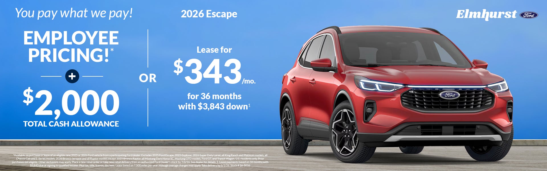 2026 Ford Escape Employee Pricing - You pay what we pay + $