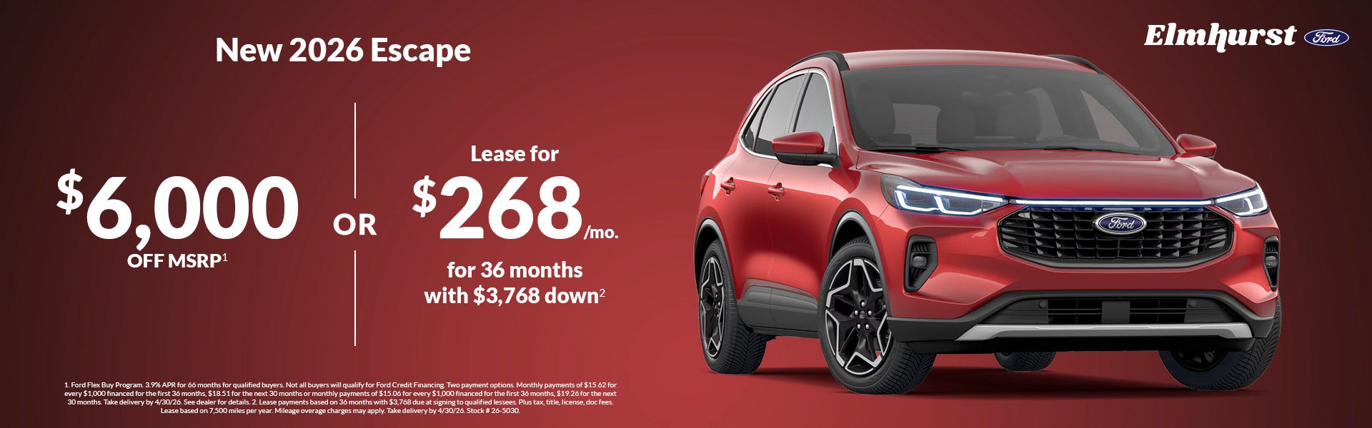 Lease 2026 Ford Escape or get $6,000 off msrp